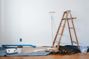 ladder and newly painted walls